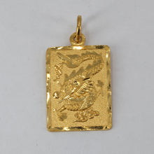 Load image into Gallery viewer, 24K Solid Yellow Gold Zodiac Dragon Rectangular Pendant Charm 4.0 Grams
