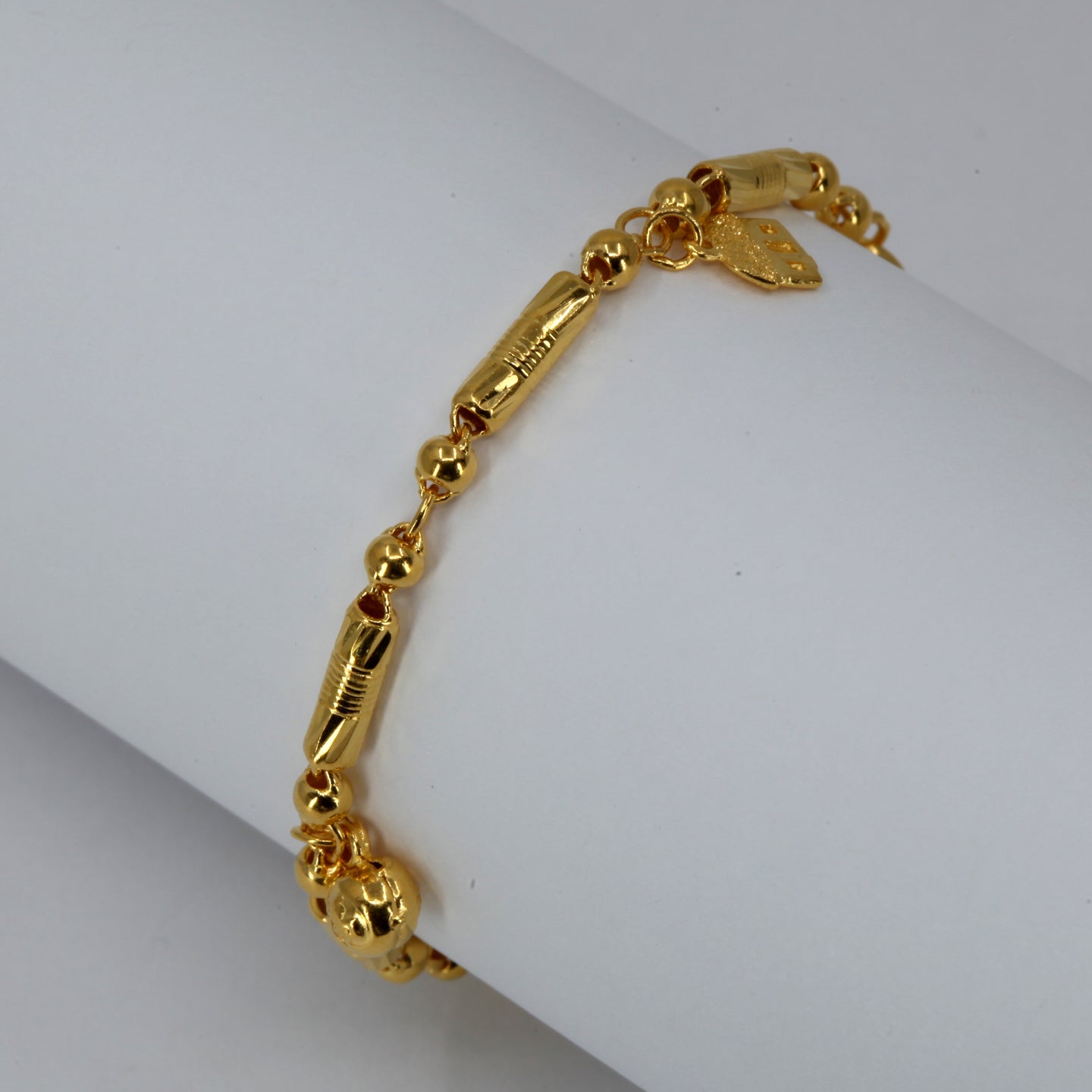 24K Solid Yellow Gold Baby Charm Adjustable Bracelet 5.2 Grams
