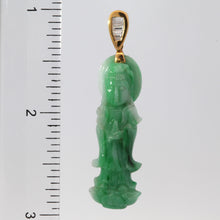 將圖片載入圖庫檢視器 18K Solid Yellow Gold Diamond Jade Guan Yin Pendant D0.20 CT
