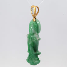 將圖片載入圖庫檢視器 18K Solid Yellow Gold Diamond Jade Guan Yin Pendant D0.20 CT
