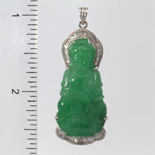 將圖片載入圖庫檢視器 18K Solid White Gold Diamond Jade Guan Yin Pendant D0.50 CT
