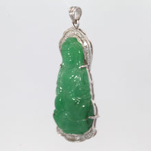 將圖片載入圖庫檢視器 18K Solid White Gold Diamond Jade Guan Yin Pendant D0.50 CT
