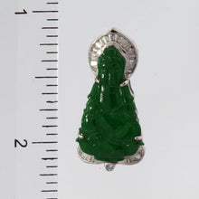 將圖片載入圖庫檢視器 18K Solid White Gold Diamond Jade Guan Yin Pendant D0.48 CT
