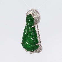 將圖片載入圖庫檢視器 18K Solid White Gold Diamond Jade Guan Yin Pendant D0.48 CT
