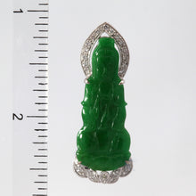 將圖片載入圖庫檢視器 18K Solid White Gold Diamond Jade Guan Yin Pendant D0.26 CT
