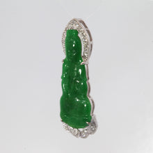 將圖片載入圖庫檢視器 18K Solid White Gold Diamond Jade Guan Yin Pendant D0.26 CT
