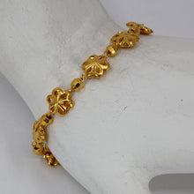 Load image into Gallery viewer, 24K Solid Yellow Gold Flower Adjustable Bracelet 9.4 Grams
