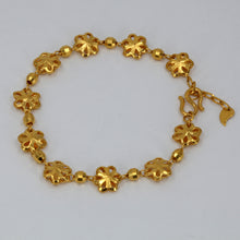 Load image into Gallery viewer, 24K Solid Yellow Gold Flower Adjustable Bracelet 9.4 Grams
