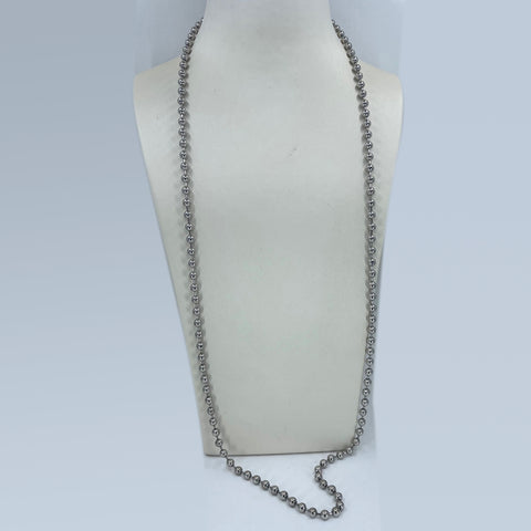 14K Solid White Gold Beaded Link Chain 33.5" 54.3 Grams