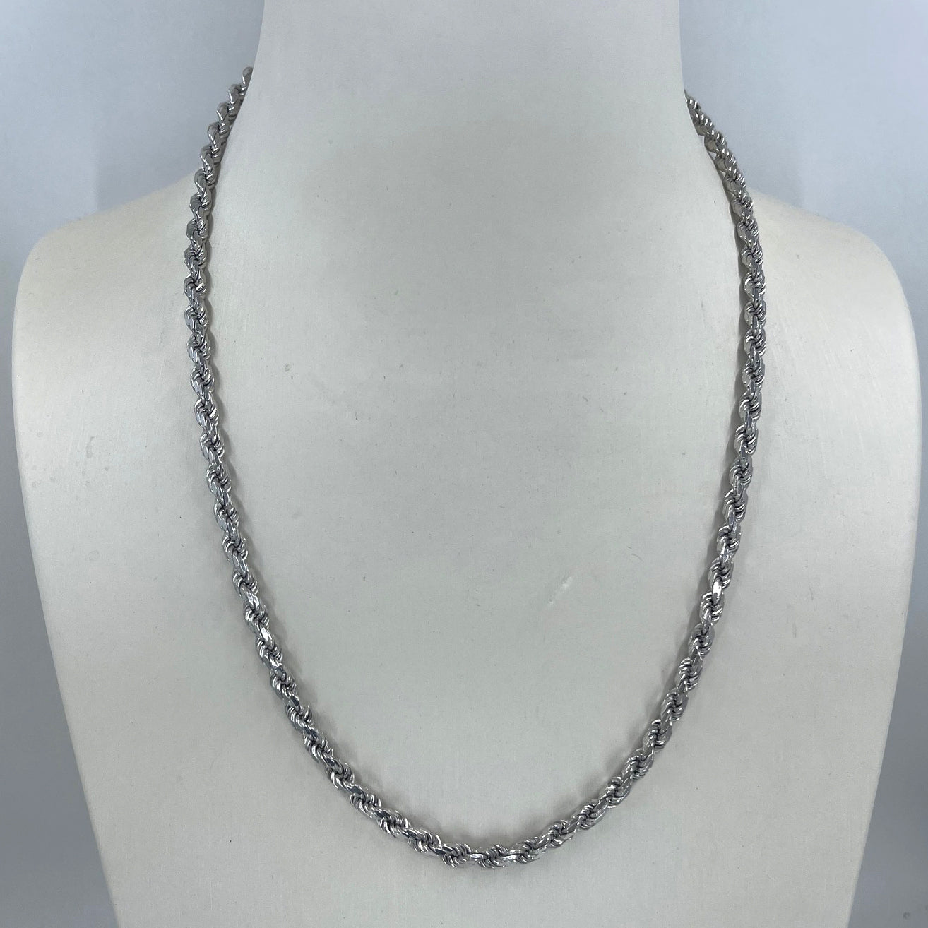 14K Solid White Gold Rope Chain 18