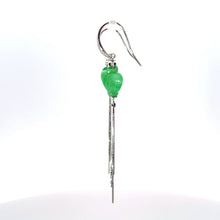 將圖片載入圖庫檢視器 14K Solid White Gold Diamond Green Butterfly Jade Hanging Earrings D0.06 CT
