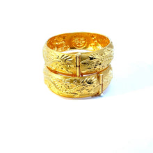 Load image into Gallery viewer, One Pair Of 24K Solid Yellow Gold Wedding Dragon Phoenix Bangles 46.3 Grams
