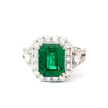 將圖片載入圖庫檢視器 18K White Gold Women Diamond Emerald Ring E3.80CT D1.67CT
