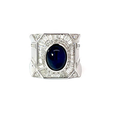 Load image into Gallery viewer, 18K White Gold Men Diamond Cabochon Sapphire Ring S4.74CT
