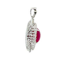 將圖片載入圖庫檢視器 18K White Gold Diamond Cabochon Ruby Pendant R6.03CT D0.62CT
