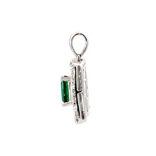 將圖片載入圖庫檢視器 14K White Gold Diamond Emerald Pendant E1.25CT D1.15CT
