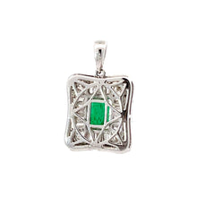 將圖片載入圖庫檢視器 14K White Gold Diamond Emerald Pendant E1.25CT D1.15CT
