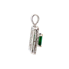 將圖片載入圖庫檢視器 14K White Gold Diamond Emerald Pendant E1.25CT D1.15CT
