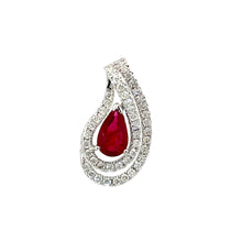 將圖片載入圖庫檢視器 18K White Gold Diamond Ruby Pendant R1.43CT D0.63CT
