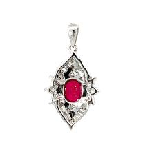 將圖片載入圖庫檢視器 18K White Gold Diamond Ruby Pendant R2.52CT D3.65CT
