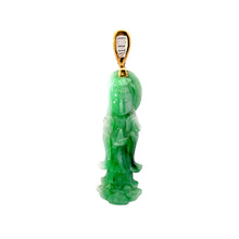 將圖片載入圖庫檢視器 18K Solid Yellow Gold Diamond Jade Guan Yin Pendant D0.20 CT
