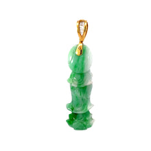 將圖片載入圖庫檢視器 18K Solid Yellow Gold Diamond Jade Guan Yin Pendant D0.20 CT
