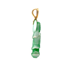 將圖片載入圖庫檢視器 18K Solid Yellow Gold Diamond Jade Guan Yin Pendant D0.20 CT
