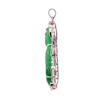 將圖片載入圖庫檢視器 18K Solid White Gold Diamond Jade Guan Yin Pendant D0.50 CT
