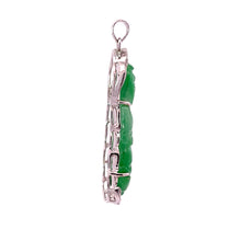 將圖片載入圖庫檢視器 18K Solid White Gold Diamond Jade Guan Yin Pendant D0.50 CT
