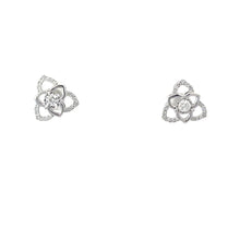 將圖片載入圖庫檢視器 18K Solid White Gold Diamond Post Earrings D0.50 CT
