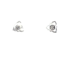 將圖片載入圖庫檢視器 18K Solid White Gold Diamond Post Earrings D0.50 CT
