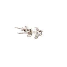 將圖片載入圖庫檢視器 14K Solid White Gold Diamond Jacket Stud Earrings D1.20 CT
