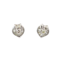 將圖片載入圖庫檢視器 14K Solid White Gold Diamond Heart Earrings D0.88 CT
