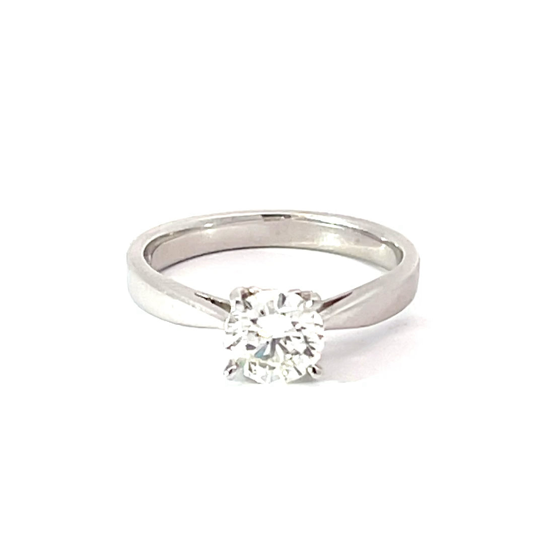 18K Solid White Gold Solitaire Diamond Ring D0.90CT GIA VVS2 H