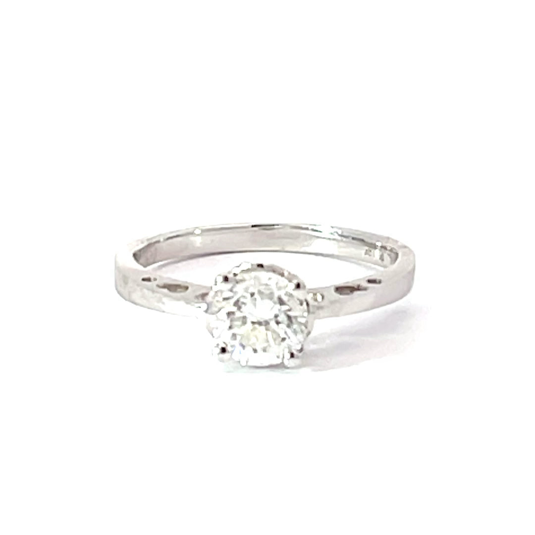 18K Solid White Gold Solitaire Diamond Ring D0.92CT GIA I1 G