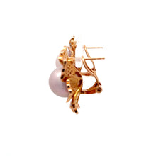 將圖片載入圖庫檢視器 18K Solid Rose Gold Diamond Light Purple Water Pearl Earrings D2.80 CT
