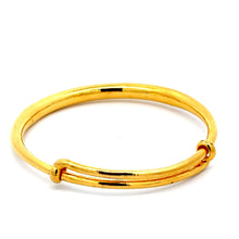 Load image into Gallery viewer, 24K Solid Yellow Gold Heavy 牛皮卷 Plain Adjustable Bangle 33.2 Grams
