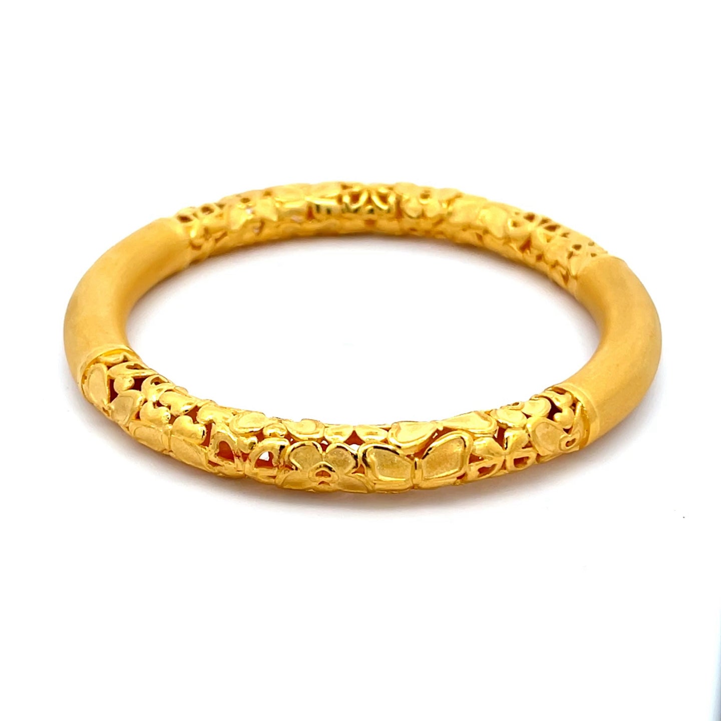 24K Solid Yellow Gold Slide-In Butterfly Design Bangle 43.1 Grams