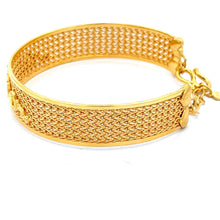 Load image into Gallery viewer, 24K Solid Yellow Gold Mesh Fancy Design Heart Bangle 30.9 Grams
