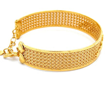 Load image into Gallery viewer, 24K Solid Yellow Gold Mesh Fancy Design Heart Bangle 30.9 Grams
