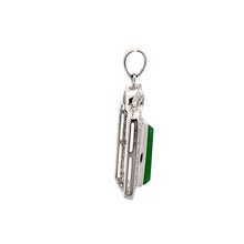Load image into Gallery viewer, 18K Solid White Gold Diamond Jade Rectangle Pendant D0.16 CT
