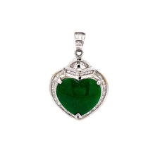 Load image into Gallery viewer, 18K Solid White Gold Diamond Jade Heart Pendant D0.37 CT
