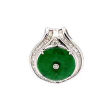 Load image into Gallery viewer, 18K Solid White Gold Diamond Jade Slider Pendant D0.50 CT
