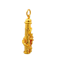 Load image into Gallery viewer, 24K Solid Yellow Gold Zodiac 3D Dragon Hollow Column Pendant 12.8 Grams
