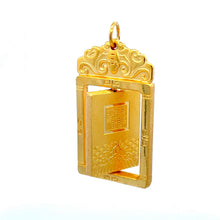 Load image into Gallery viewer, 24K Solid Yellow Gold Revolving Blessed Fook Hollow Rectangular Pendant  19.7 Grams
