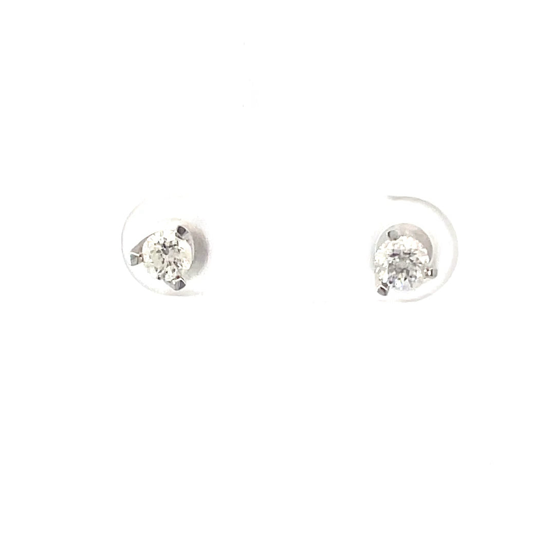 18K Solid White Gold Diamond Stud Earrings D0.47 CT
