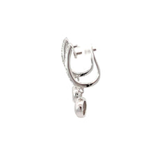 將圖片載入圖庫檢視器 18K Solid White Gold Diamond Hoop Earrings with Hanging Stud D0.34 CT
