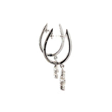 Load image into Gallery viewer, 18K Solid White Gold Diamond Hoop Earrings with Hanging Star D1.10 CT

