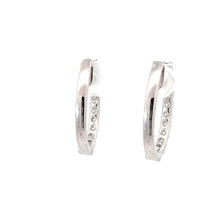 Load image into Gallery viewer, 14K Solid White Gold Diamond Hoop Earrings D1.46 CT
