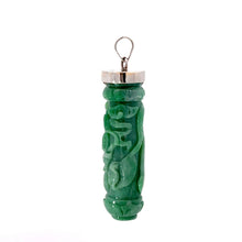 Load image into Gallery viewer, 14K Solid White Gold Jade Dragon Pillar Pendant 27.0 Grams
